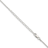 925 White Gold 1.2 mm Polished Chain Necklace, Solid detail view