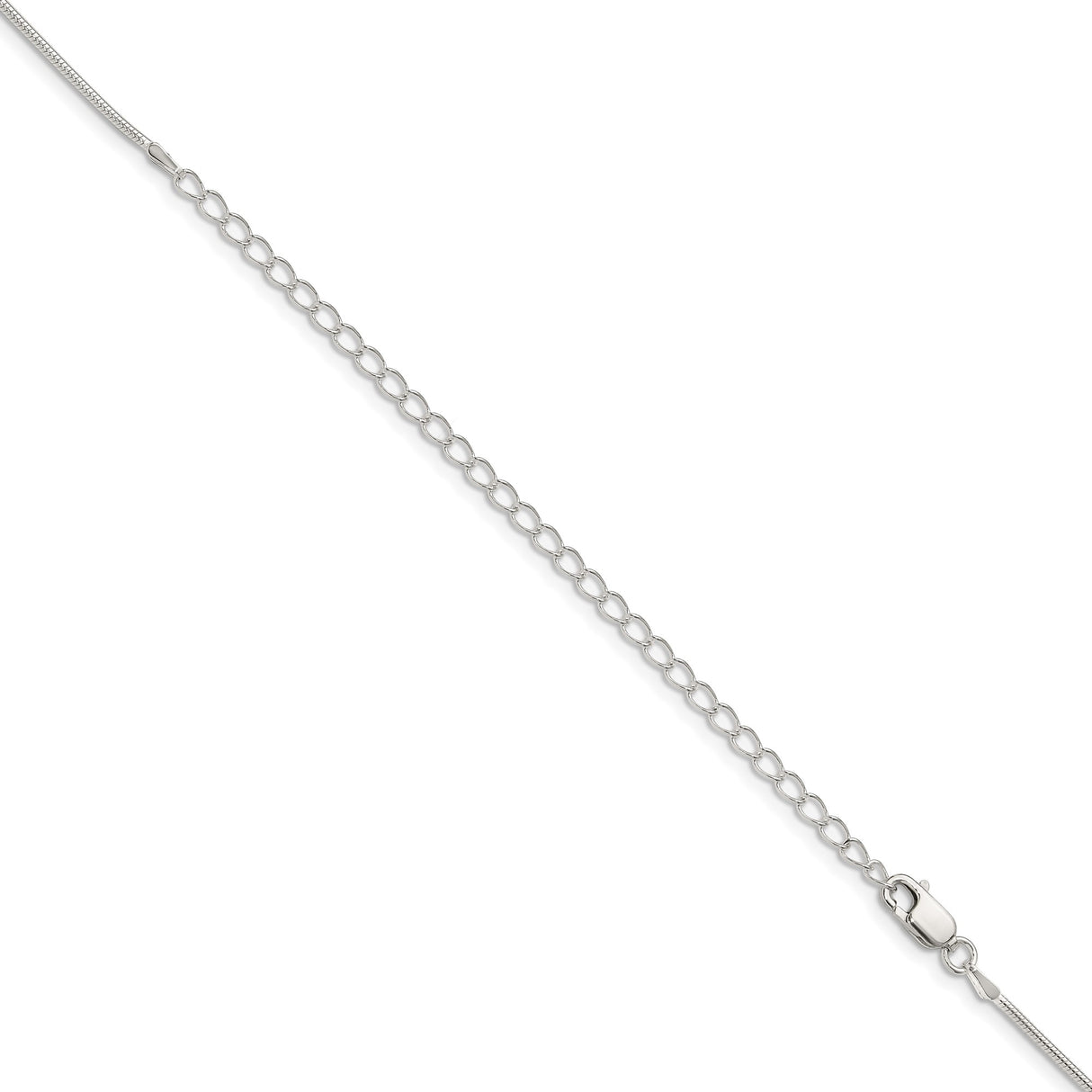 925 White Gold 1.2 mm Polished Chain Necklace, Solid detail view