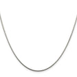 925 White Gold 1.25 mm Polished Chain Necklace, Solid