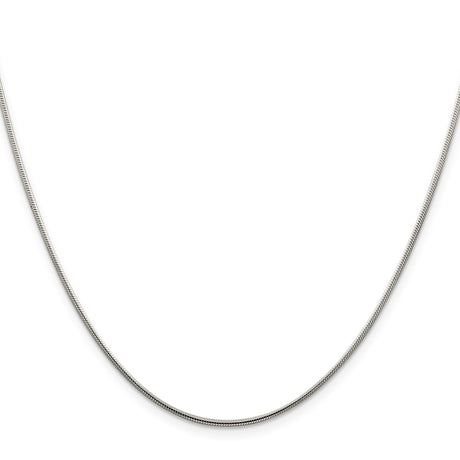 925 White Gold 1.25 mm Polished Chain Necklace, Solid
