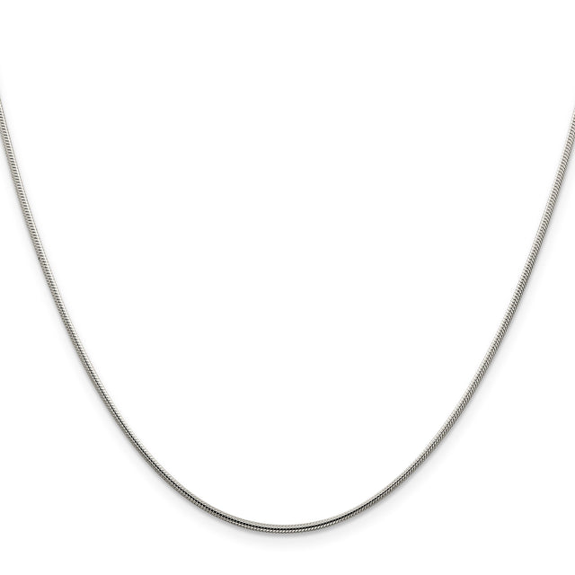 925 White Gold 1.25 mm Polished Chain Necklace, Solid