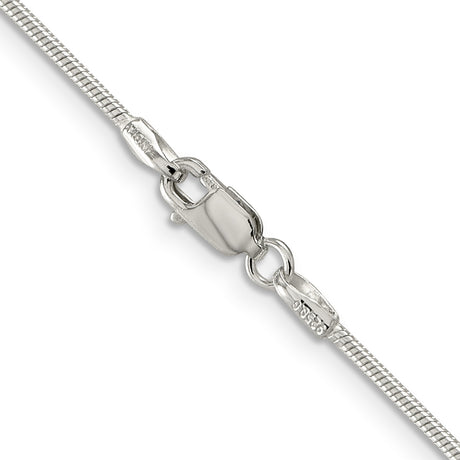 925 White Gold 1.25 mm Polished Chain Necklace, Solid alternate angle