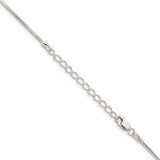 925 White Gold 1.25 mm Polished Chain Necklace, Solid detail view