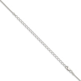 925 White Gold 1.25 mm Polished Chain Necklace, Solid detail view
