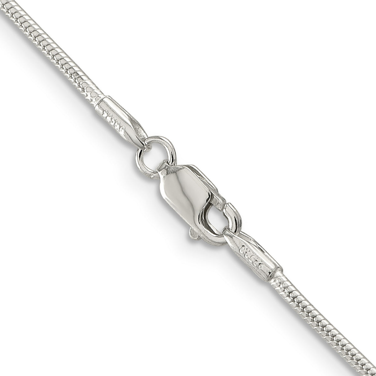 925 White Gold 1.5 mm Polished Chain Necklace, Solid alternate angle