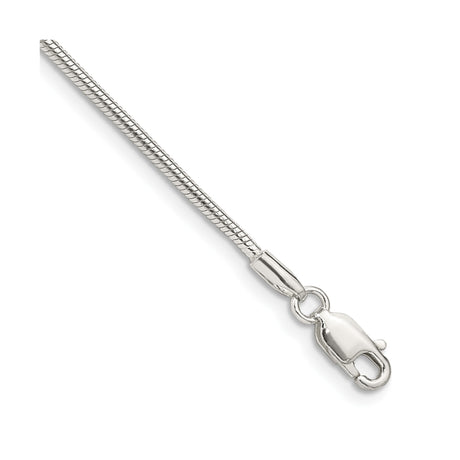 925 White Gold 1.5 mm Polished Chain Bracelet, Solid shown for scale