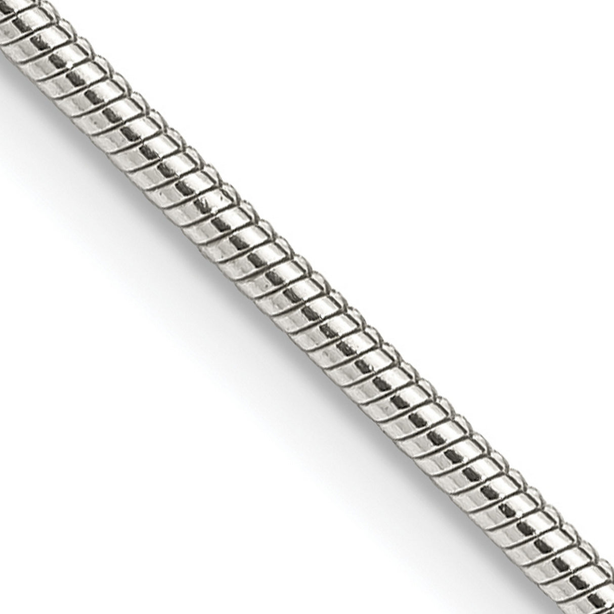 925 White Gold 1.5 mm Polished Chain Necklace, Solid detail view