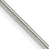 925 White Gold 1.5 mm Polished Chain Necklace, Solid detail view