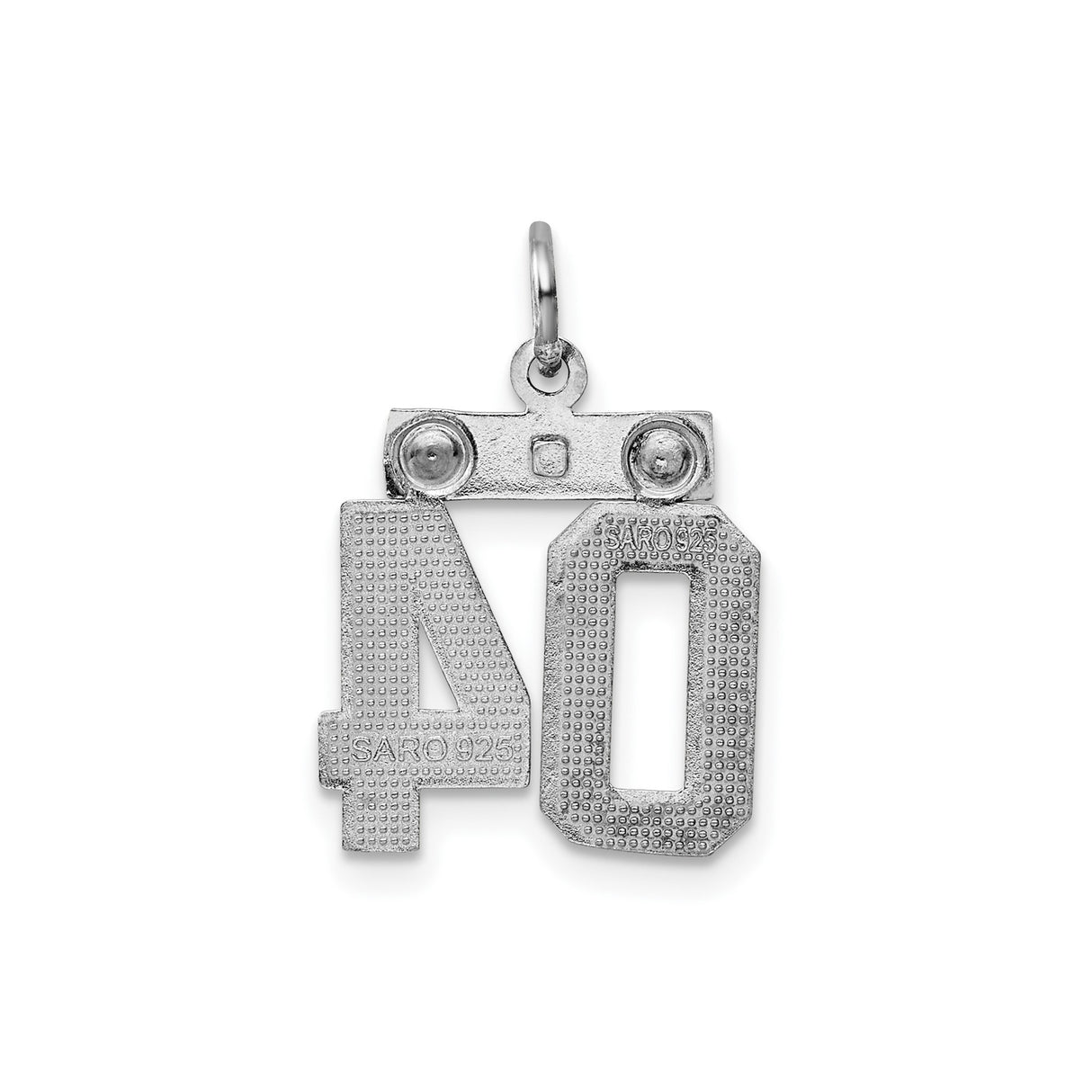 Sterling Silver Pendant Charm, Number 04 Design with Polished and Textured Finish