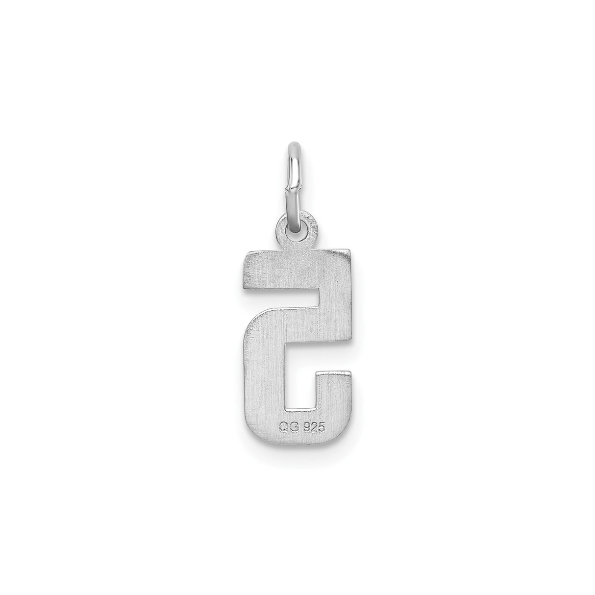 Sterling Silver Number Five Pendant Charm, Polished Textured Digit Design, Unisex Jewelry
