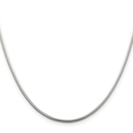 925 White Gold 1.75 mm Polished Chain Necklace, Solid
