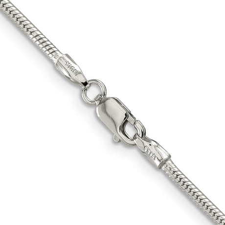 925 White Gold 1.75 mm Polished Chain Necklace, Solid alternate angle
