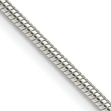 925 White Gold 1.75 mm Polished Chain Necklace, Solid detail view