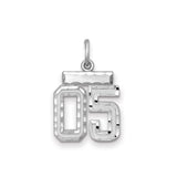 Small Diamond-cut #05 Charm Pendant in Real 925 Sterling Silver