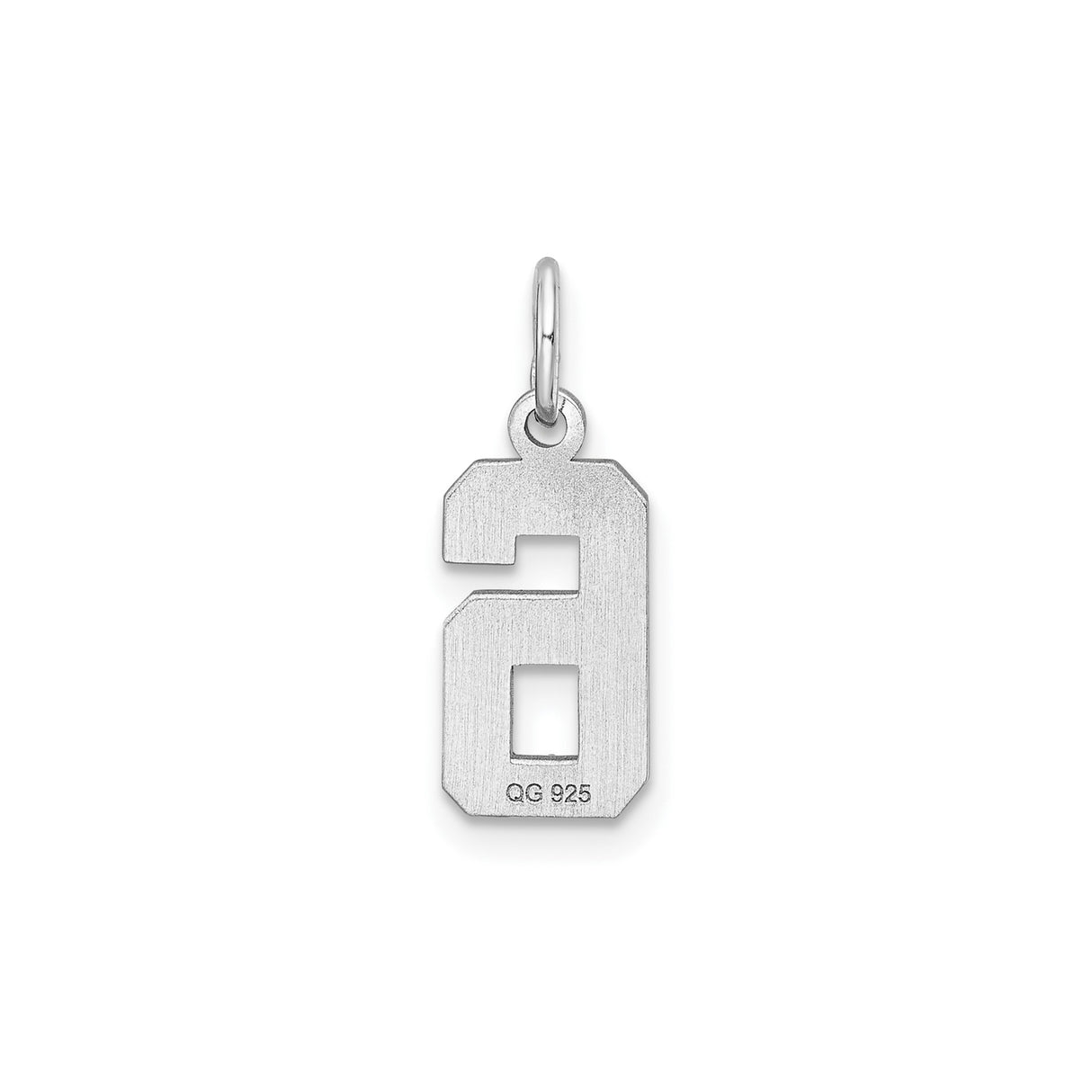 Sterling Silver Number 6 Charm Pendant, Bold Athletic Block Font, Sports Fan Jewelry