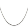 925 White Gold 2 mm Polished Chain Necklace, Solid