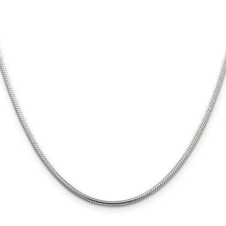 925 White Gold 2 mm Polished Chain Necklace, Solid