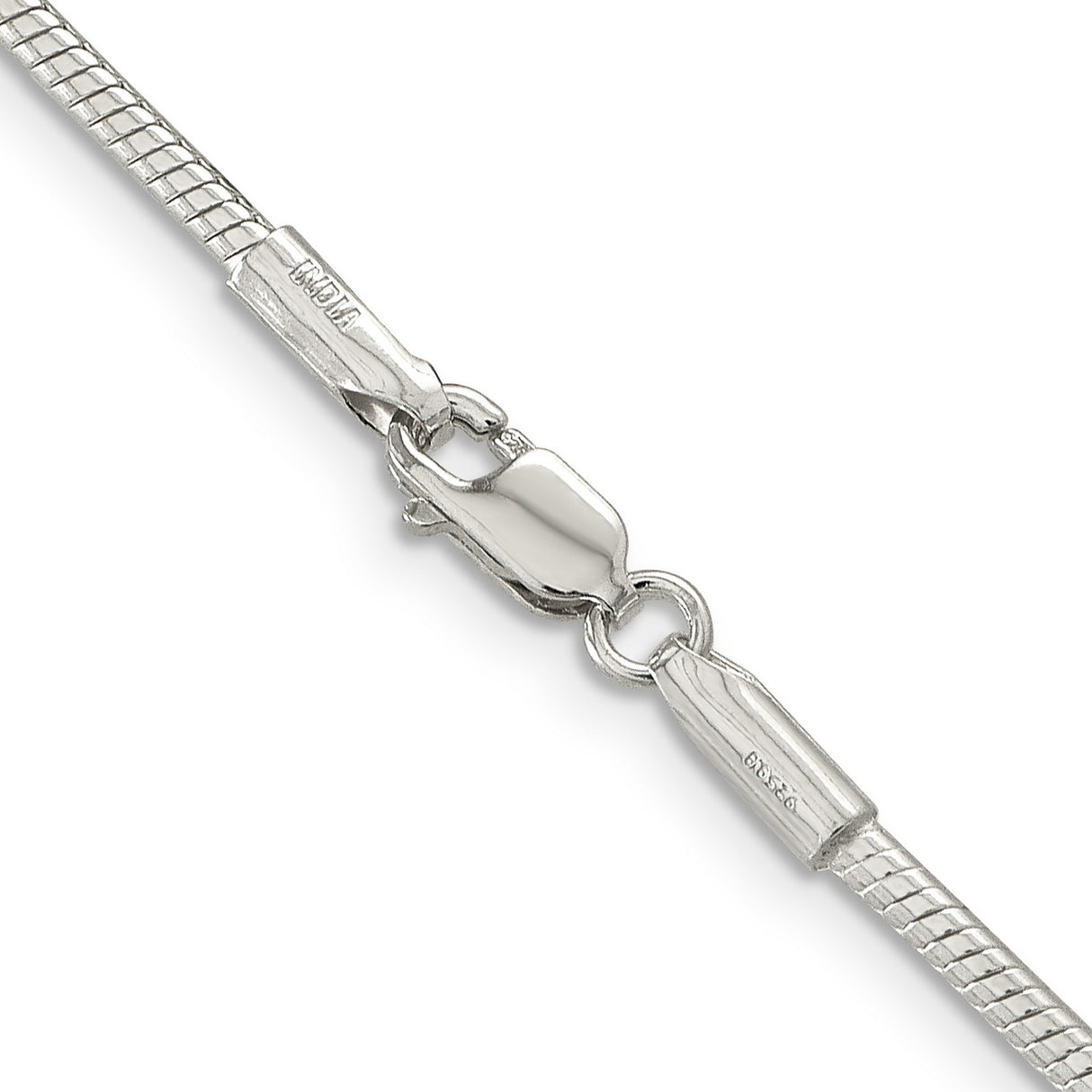 925 White Gold 2 mm Polished Chain Necklace, Solid alternate angle