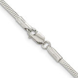 925 White Gold 2 mm Polished Chain Necklace, Solid alternate angle