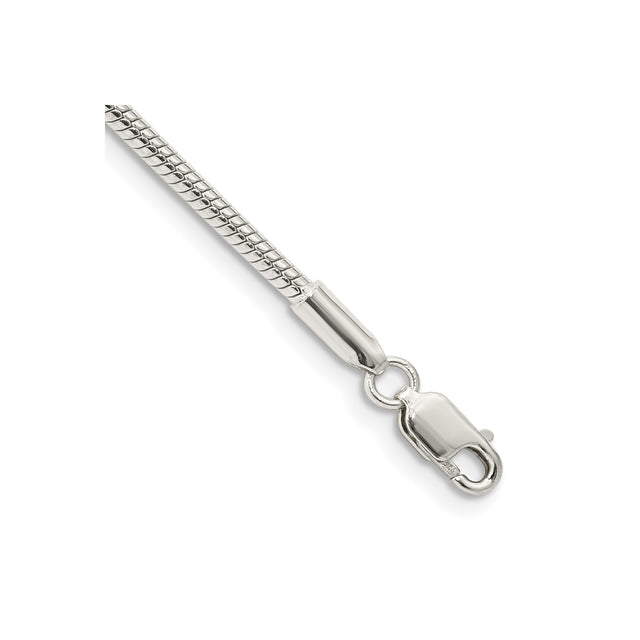 925 White Gold 2 mm Polished Chain Bracelet, Solid shown for scale