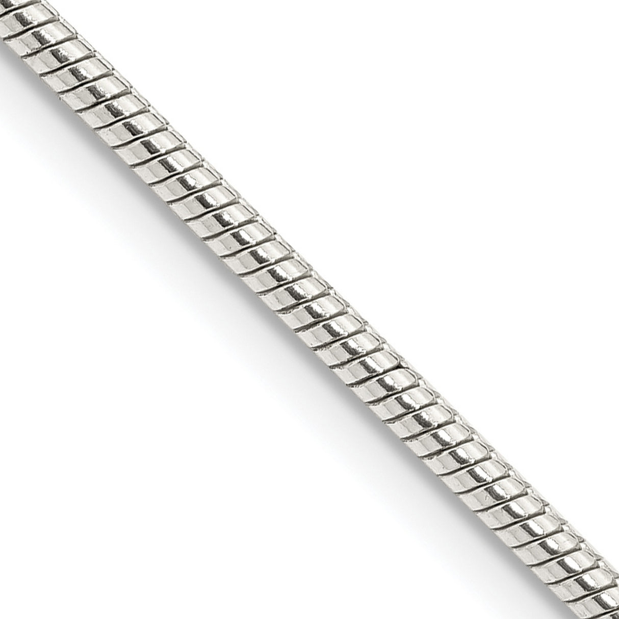 925 White Gold 2 mm Polished Chain Necklace, Solid detail view