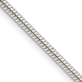 925 White Gold 2 mm Polished Chain Necklace, Solid detail view