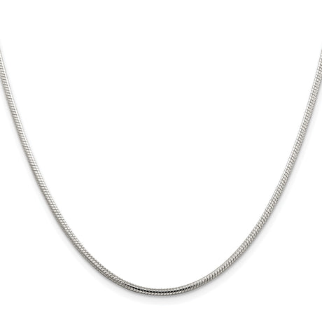 925 White Gold 2 mm Polished Chain Necklace