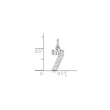 Small Diamond-cut #7 Charm Pendant in Real 925 Sterling Silver