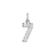 Small Diamond-cut #7 Charm Pendant in Real 925 Sterling Silver