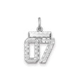 Small Diamond-cut #07 Charm Pendant in Real 925 Sterling Silver