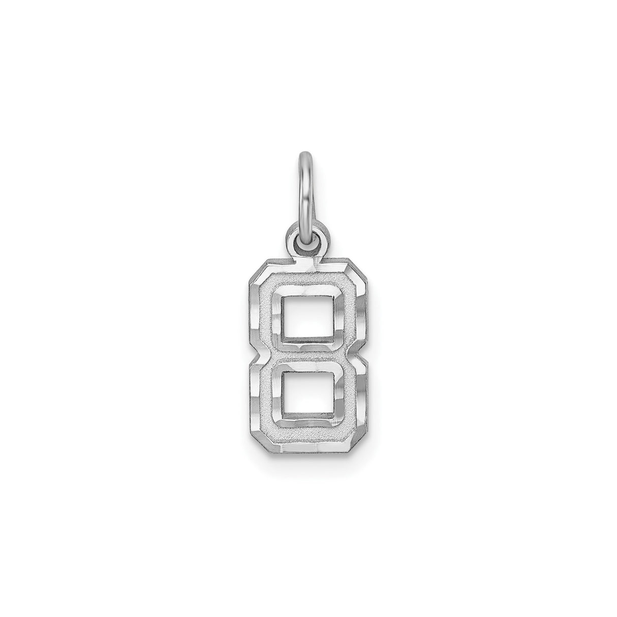 Sterling Silver Number 8 Pendant Charm, Bold Block Design, Infinity Symbol Theme