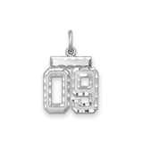 Small Diamond-cut #09 Charm Pendant in Real 925 Sterling Silver