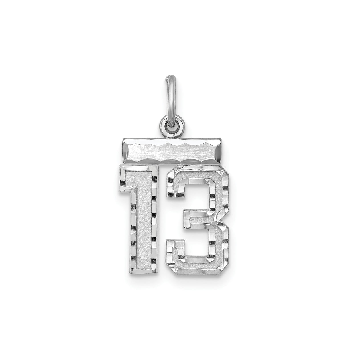 Sterling Silver Number 13 Pendant, Bold Textured Lucky Number Charm for Men and Unisex Wear