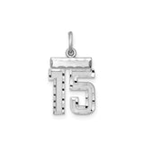 Sterling Silver 15 Pendant with Textured Edges, Bold Polished Number for Quinceañera Girls or Women