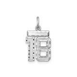 Sterling Silver Pendant with Bold Block Number 18 Design, Unisex Milestone Charm
