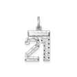 Sterling Silver Number 21 Pendant Charm, Textured and Polished Birthday or Anniversary Jewelry