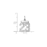 Sterling Silver Number 23 Pendant Charm, High Polish Textured Sports Jewelry, Unisex Tribute Token