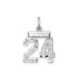 Sterling Silver Number 24 Pendant, Polished and Textured Sports Charm for Men and Women