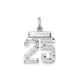 Sterling Silver Number 25 Pendant, Polished Textured Charm for Women or Unisex