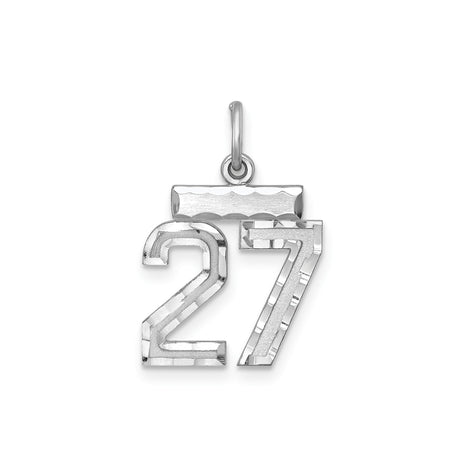 Small #27 Charm Pendant in Real 925 Sterling Silver