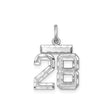 Sterling Silver Pendant, Number 28 Bold Jersey Style Sports Charm for Men or Women