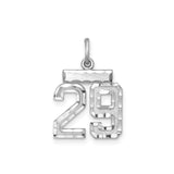 Sterling Silver Pendant, Number 29 High Polish Diamond-Cut Sports Charm, Unisex Jewelry