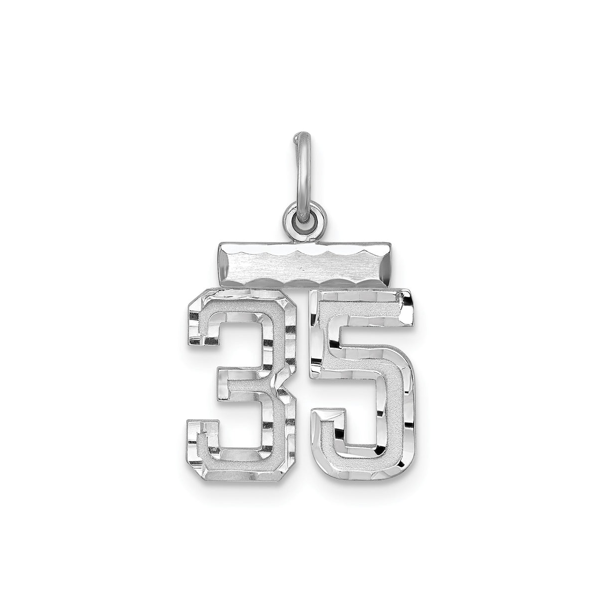 Sterling Silver Number 35 Pendant, Bold Block Jersey Style Charm for Men and Women