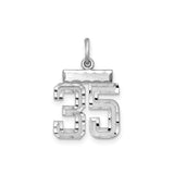 Sterling Silver Number 35 Pendant, Bold Block Jersey Style Charm for Men and Women
