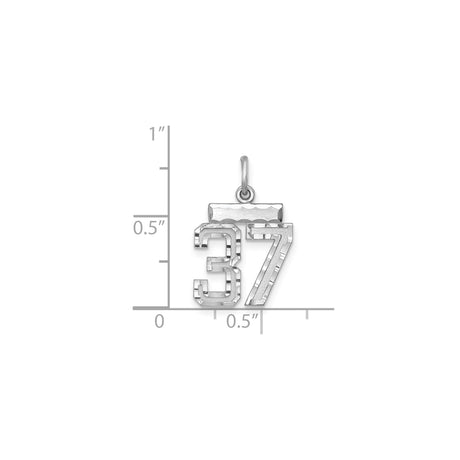 Small #37 Charm Pendant in Real 925 Sterling Silver