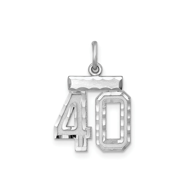 Small #40 Charm Pendant in Real 925 Sterling Silver