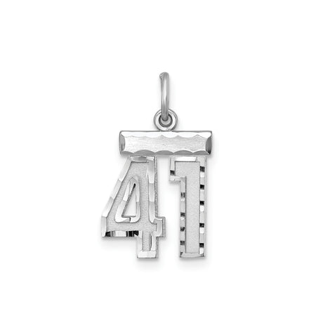 Sterling Silver Number 41 Pendant with Polished Edges and Satin Center, Unisex Keepsake Charm