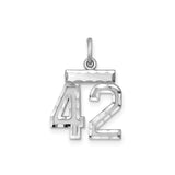 Sterling Silver Number 42 Pendant with Diamond Cut Detail and High Polish Finish