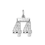 Sterling Silver Number 44 Pendant Charm with Textured Finish and Polished Edges, Unisex Jewelry