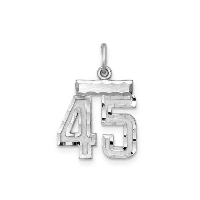 Small #45 Charm Pendant in Real 925 Sterling Silver